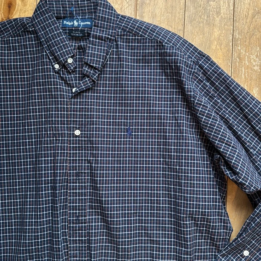 Ralph Lauren Men's Navy Checkered Blake Shirt Large - Picture 3 of 3